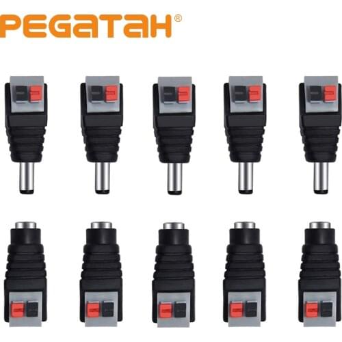 Hot BNC Portfolio DC Male + Female Connector Plug securer cable connection Push-on DC power with switch adapter for cctv camera