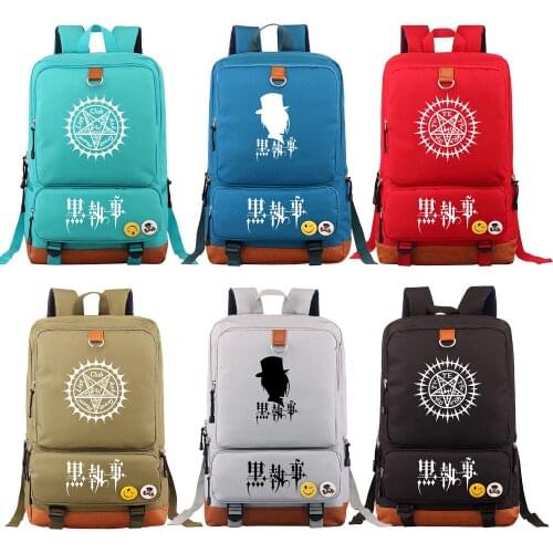 Fashion Anmie Cartoon Blackr Butle Boy Girl Book School bag Women Bagpack Teenagers Schoolbags Men Student Patchwork Backpack
