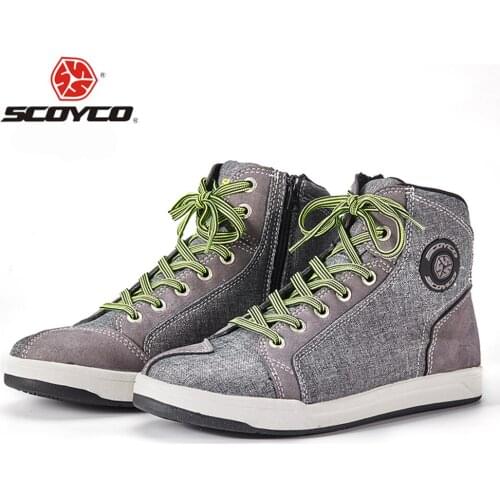 SCOYCO Motorcycle Breathable Boots Mesh Lining Mens Natural Flax Shoes Casual Wear Shoes Motorbike Anti-Skid Protection Gear