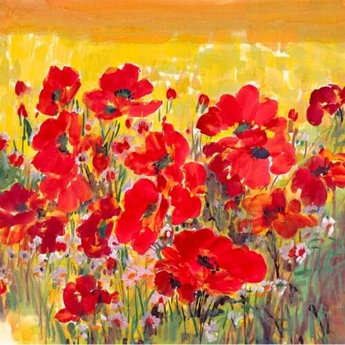 Poppy garden oil painting For Embroidery Needlework 14CT Counted Unprinted DIY Cross Stitch Kits Handmade Art Wall Decor