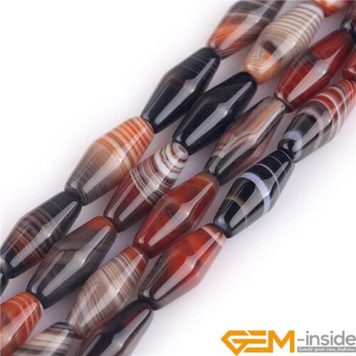 Natural Botswana Onyx Agates Stone Beads DIY Bicone Bamboo Tube Oval Rice Loose Beads For Jewelry Making Strand 15 Inch