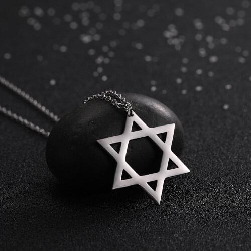 Skyrim Stainless Steel Star of David Pendant Necklace Silvery Jewish Charm Chain Necklaces Jewelry Accessory Gift for Women