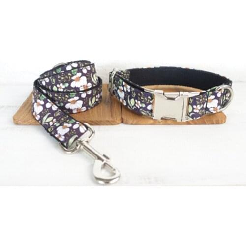Retailing fashion handmade soft stubborn engraved pet name dog collar THE CHRYSANTHEMUM dog collars 5 sizes UDC044