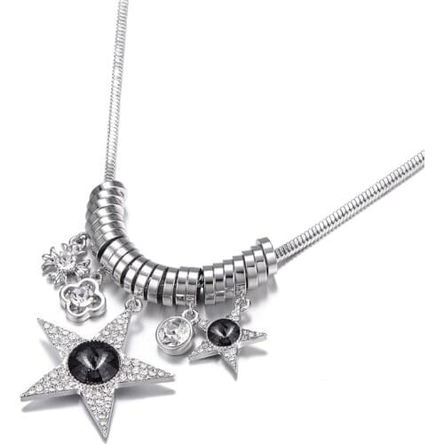 Punk Multi Charms Crystal Pendants Necklaces Star Circles Short Necklace For Women Party Jewelry Fashion Party Gift Luxury New
