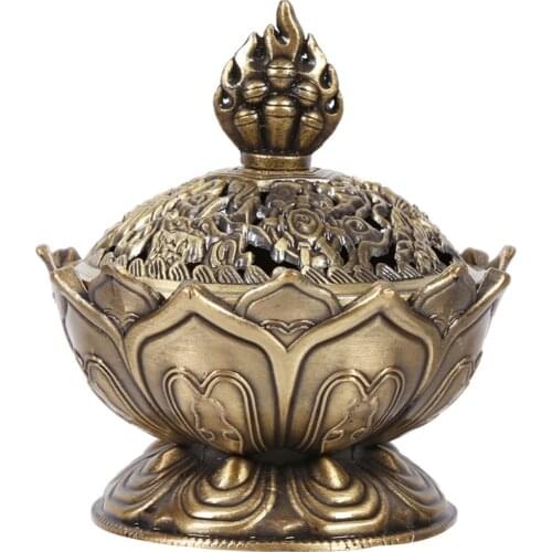 Holy Tibetan Lotus Incense Burner Alloy Bronze Incense Holder Metal Craft Handmade Censer for Office Home Decor Ganesha Z254