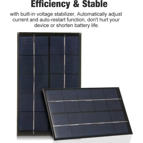 2.5W/5V Portable Solar Panel USB Charger Monocrystalline Silicon Solar Cell Phone Power Bank Charging For Camping Hiking Travel