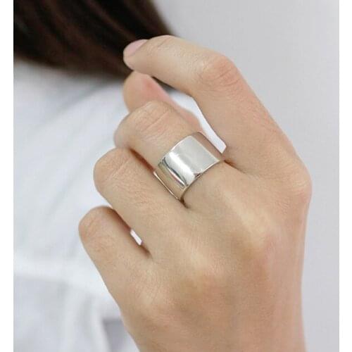 Simple Smooth Silver Color Big Round Wide Thumb Adjust Size Finger Rings For Women Men Fashion Jewelry Party Gift