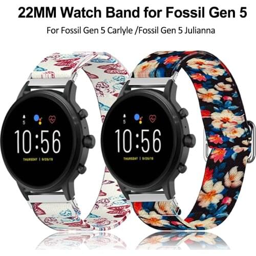 Wrist Strap for Fossil Gen 5 Watch Band for Fossil Q Founder 2.0 Printing Elastic Belt Bracelet Smartwatch Accessories