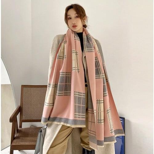 2020 luxury plaid printed cashmere scarf womens winter double-sided thick warmth female shawl scarf Pashmina scarf hijab shawl