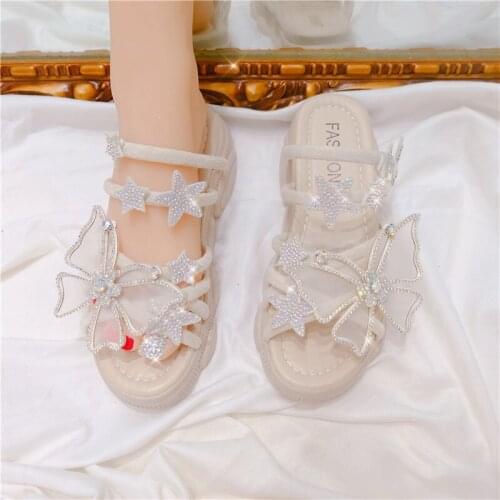 Summer stars gladiator sandals sandals wild platform online celebrity fairy feng shui diamond butterfly sequined