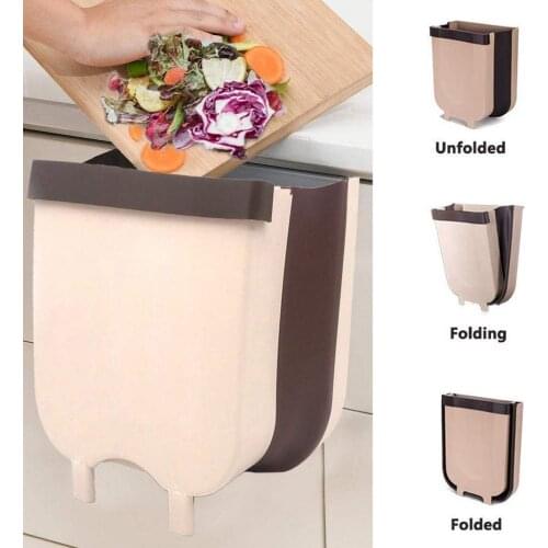 5L/10LFolding Waste Bin Kitchen Cabinet Door Hanging Trash Bin Trash Can Wall Mounted Trashcan For Bathroom Toilet Waste Storage