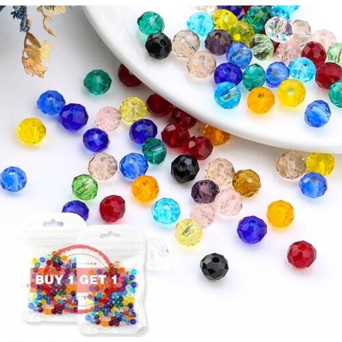 Buy 1 Get 1 Free 4mm-8mm Glass Ball Bead Loose Crystal Round Beads For Bracelet Necklace Accessories
