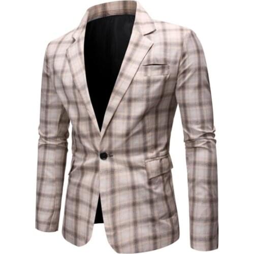 Wedding plaid suits men blazer spring autumn masculino slim fit casaco jaqueta masculina coats mens jacket