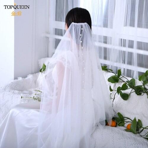 TOPQUEEN V64 Bridal Veil Long A Veil for Bride Two Layer Wedding Veil Hijab Wedding Bride Accesories Ivory White Veil with Comb