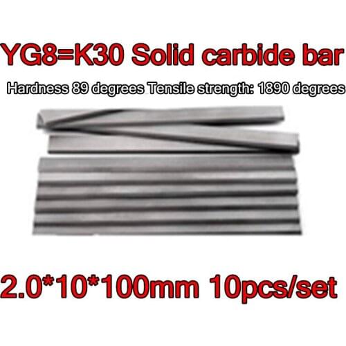 2.0*10*100mm 10pcs/set YG8=K30 Solid carbide bar Turning tool Hardness 89 degrees Tensile strength: 1890 degrees