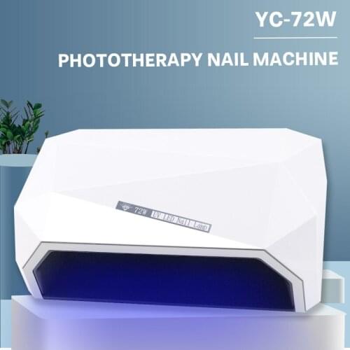 72w Diamond Nail Lamp, Powerful Uv Led Dryer For Curing Nail Gels With Time Setting Auto Sensor Lcd Dispaly For Home Salon