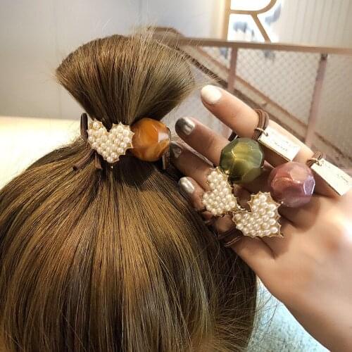 Pearl Elastic Hair Bands Women Sweet Ponytail Organza Set Hair Ropes Hair Accessories Headwear Fashion Rubber Band