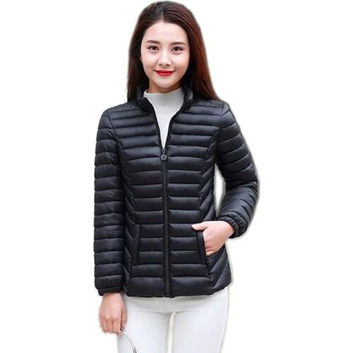 Womens Parkas Winter Jacket Coat For Woman Casual Solid Stand Collar Parka Jackets Female Cotton Coat Slim Fit Outwear Female