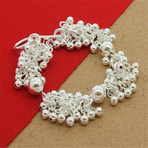 Classic 925 Sterling Silver Bracelet Grape Beads 8 Inch Prayer Beads Bracelet For Women Party Charm Jewelry Gift
