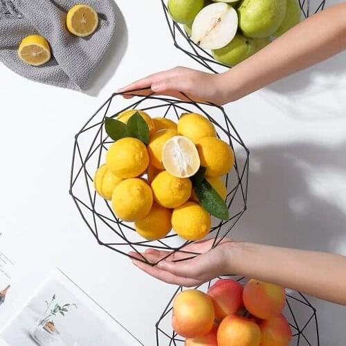 Kitchen Basket Container Bowl Metal Wire Basket Kitchen Drain Rack Fruit Vegetable Storage Holder Snack Tray Storage Bowl