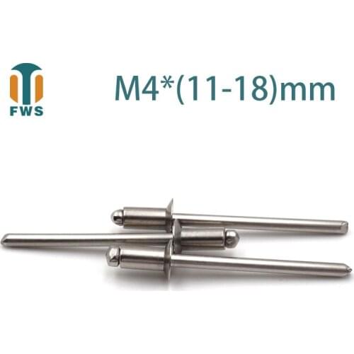 10 PCS M4*(11-18)mm Stainless Steel Countersunk Head Break Mandrel Blind Rivet Nail Pop Rivets for Furniture Car Aircraft