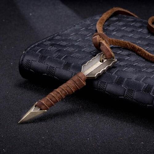 100% Genuine Leather Men Necklaces Pendants Punk Vintage Adjustable Brown Rope Chain Male Jewelry Mens Jewellery