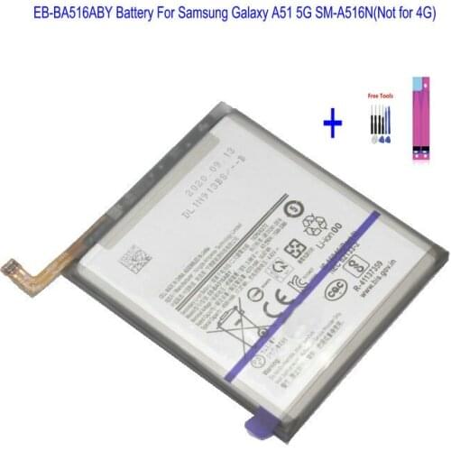 1x 4500mAh EB-BA516ABY Battery For Samsung Galaxy A51 5G (not for 4G) A516 SM-A516B/DS SM-A5160 SM-A5160 + Repair Tools kit