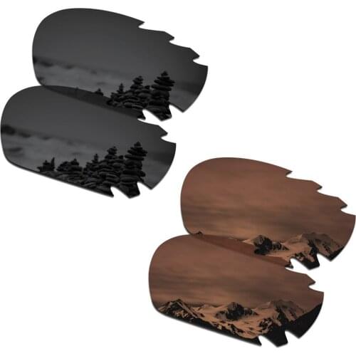SmartVLT 2 Pairs Polarized Sunglasses Replacement Lenses for Oakley Jawbone Vented Stealth Black and Amber Brown