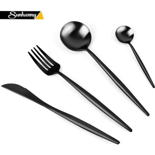 4Pcs/Set Dinnerware Set 304 Stainless Steel Cutlery Set Western Silverware Tableware Flatware Sets with Box Packing