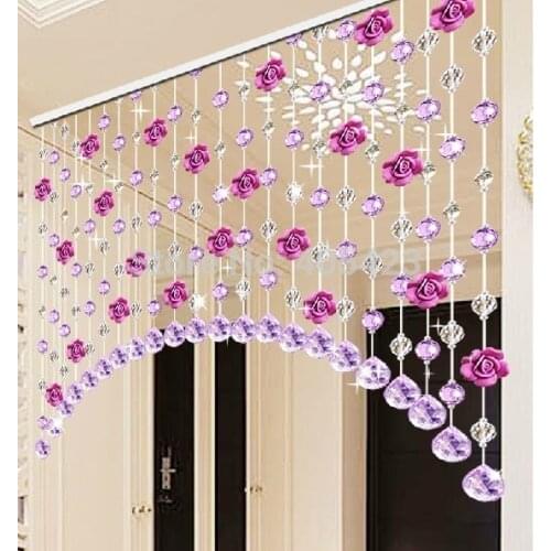 Free shipping 1set home decor doorway room divider glass Crystal beaded and flower strands arch style Curtain