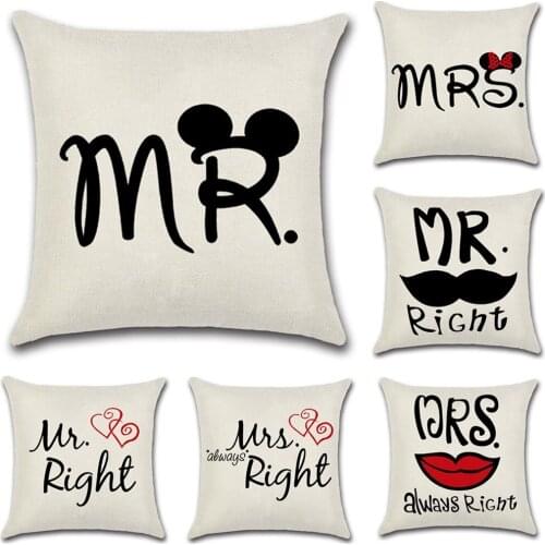 YWZN Valentines Day Pattern Decorative Pillowcases Couple Cotton Linen Throw Pillow Case Pillowcase kussensloop almohada
