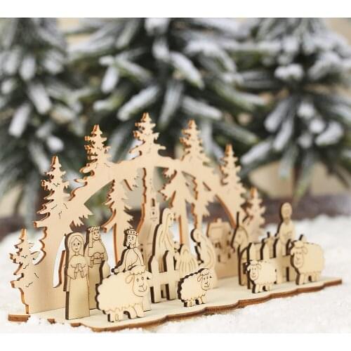 Wooden DIY Christmas Decorations Christmas Tree Santa Claus Cedar Ornaments New Year Christmas Party Decorations Kid Toys Gifts