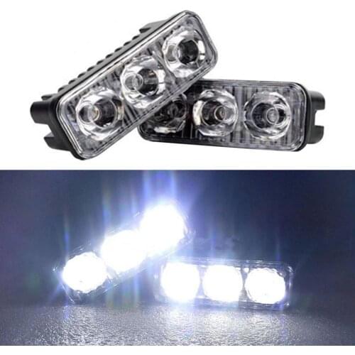 3-LED Bulb Warning Strobe Lights 12v Double Insulation Energy-efficient 6000K To 6700K Daytime Running Light For Cars Motorcycle