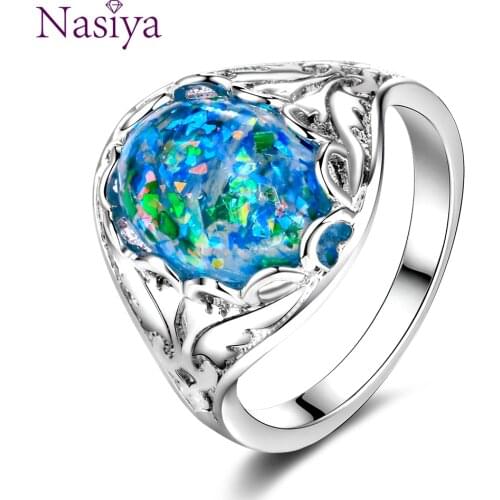 Top Brand Opal Rings Sterling Silver 925 Jewelry Ring Fancy Anniversary Gift For Women 10x14MM Bezel Setting Stones Size 6-10