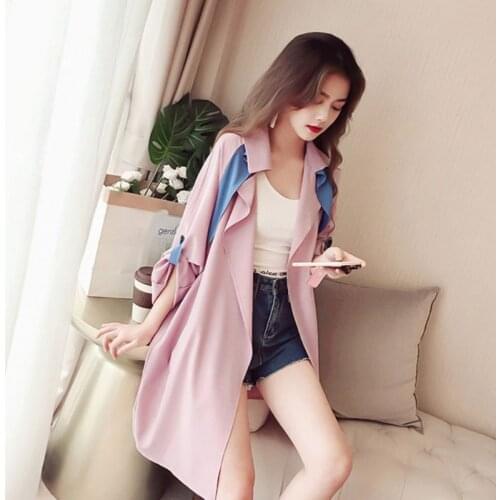 2019 New Women Loose Coat Winter Lapel Casual Cardigan Long Sleeve Thin Windbreaker Solid Color Trench