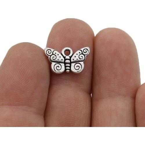 JAKONGO Butterfly Charm Pendants for Jewelry Making Bracelet DIY Accessories 9x15mm 20pcs