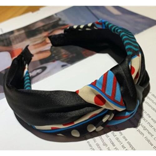 Dots Print Color Blocking Fabric Headband Knot Women Hair Accessories Head Band Adults Hair Headband Teen Girls Headband Wide