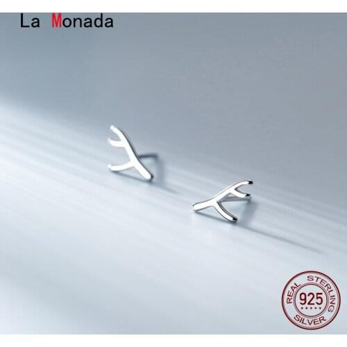 La Monada Branch 925 Silver Earrings For Women Minimalist Korean 925 Sterling Silver Earrings Stud Antlers Jewelry For Women