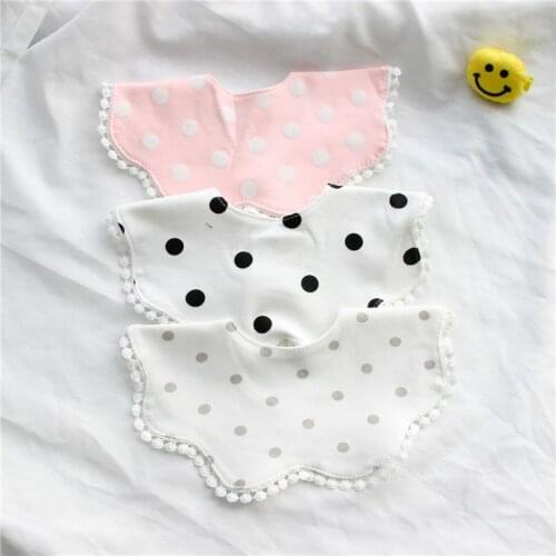 Korean Style Baby Boy Saliva Towel Lace Baby Girl Polka Dot Small Fresh Pure Cotton Absorbent Baby Child Bib