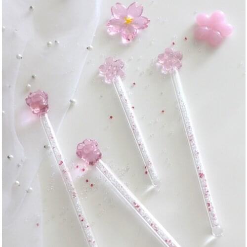 Glass Sakura Cat Claw Star Diamond Stirring Spoons Coffee Stirring Rod Drink Ice Cream Dessert Tea Spoon Drinkware