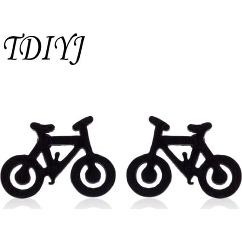 TDIYJ 4 Color Stainless Steel Bike Stud Earrings for Women Girls Minimalist Bicyle Earrings Jewelry 3Pairs