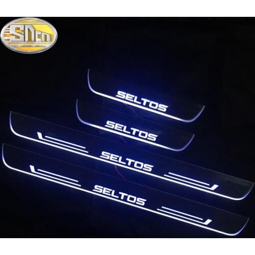 SNCN Waterproof Acrylic Moving LED Welcome Pedal Scuff Plate Pedal Door Sill Pathway Light For Kia Seltos 2020 - 2021