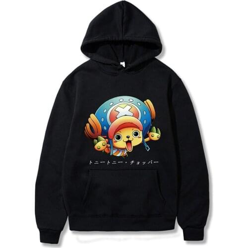 Funny One Piece Tony Chopper Unisex Hoodies Cartoon Graphic Pullover Hip Hop Fashion Streetwear