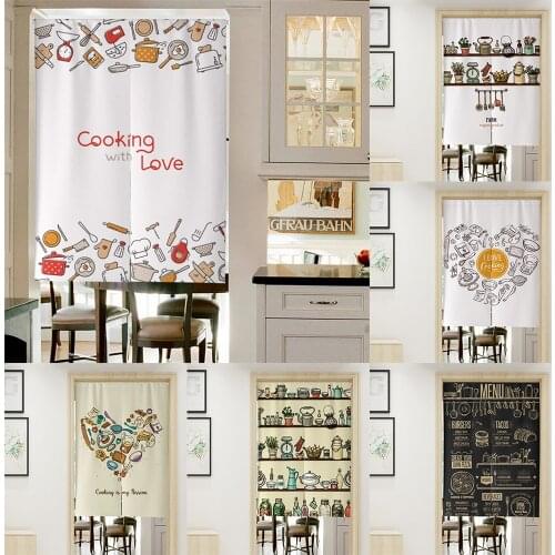 Japane Kitchen Curtains Thicken Door Curtains Linen Cotton Blackout Curtains Thermal Insulated Home Entrance Decor Door Curtain