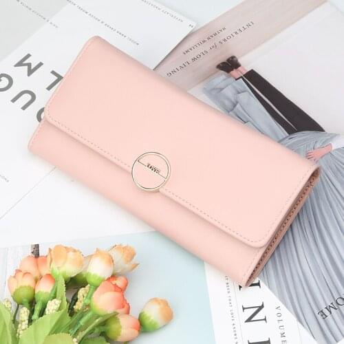 Ms. Wallet long three fold zero wallet purse sweet contracted metal letters