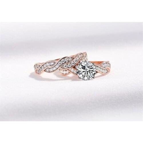 Sterling Silver Wedding Ring For Women Crystal Cubic Zirconia Bridal Engagement Anniversary Gifts Fine Jewelry Rose Gold Plating