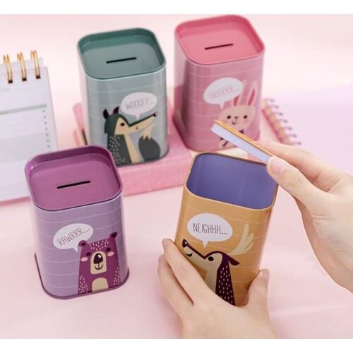 Giraffe Animals Tinplate Piggy Bank Coin Money Box Birthday Gift Children Toy Money Safe Home Decoration Accessories Random