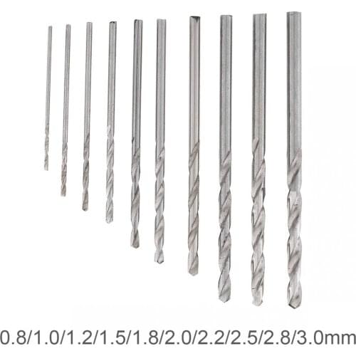 10pcs/lot High Speed Metric HSS Twist Drill Bits Coated Set 0.8MM-3.0MM Stainless Steel Small Cutting Resistance for Hole Punch