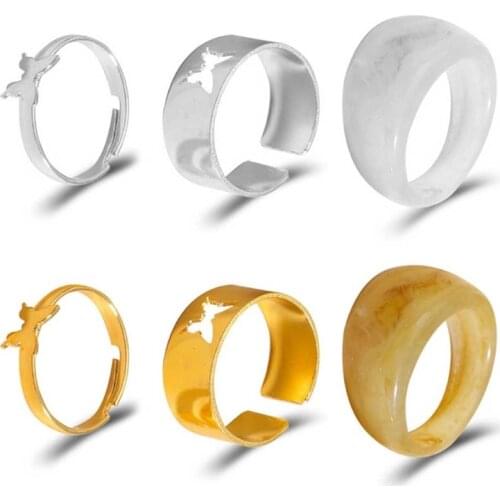 3 PCs Butterfly Ring For Women Men Couples Matching Best Friend Trendy Promise Rings Set For Teen Girls Thumb Jewelry