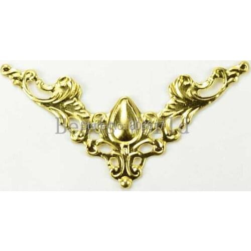 50 Gold Color Carving Book Scrapbooking Album Folders Decorative Corner Collar Corner 41x41mm(W03684 X 1)